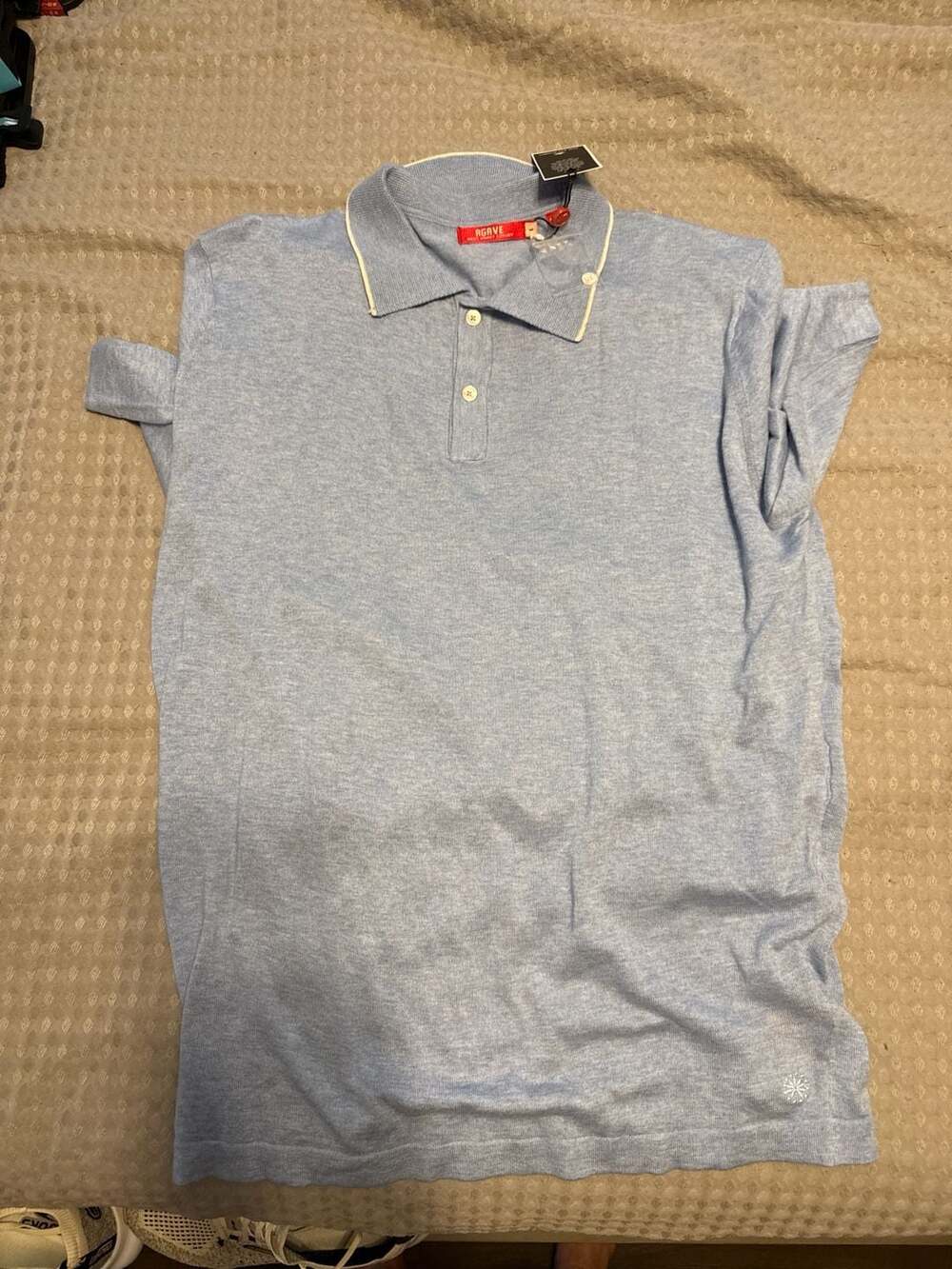 Agave West Coast Luxury Light Blue Tipped Polo Shirt Size L